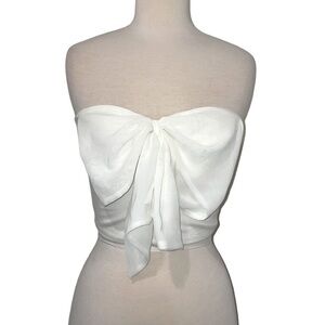 SOLEMIO LOS ANGELES off white crop top with attached sheer bow in women’s small